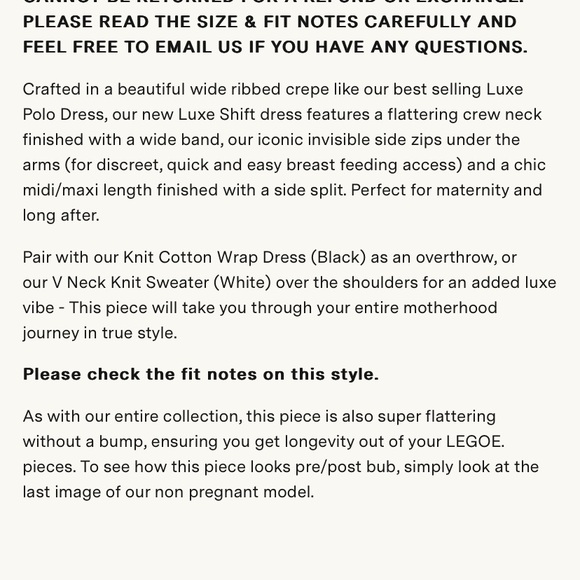 Legoe Heritage Luxe Shift Maternity Dress Beige Side Zip Sleeveless Ribbed Sz XS - Picture 13 of 13